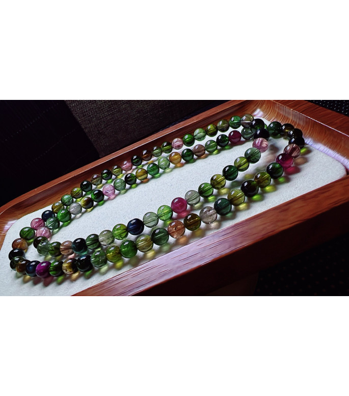 310F1 exquisite old mine black sugar tourmaline three circle bracelet, specification