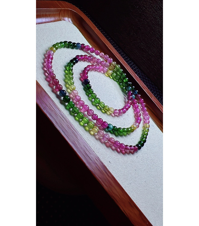 Exquisite rainbow tourmaline three circle bracelet, size about 4mm, weight 15.3g, crystal Exquisite rainbow tourmaline three circle bracelet, size about 4mm, weight 15.3g, crystal
