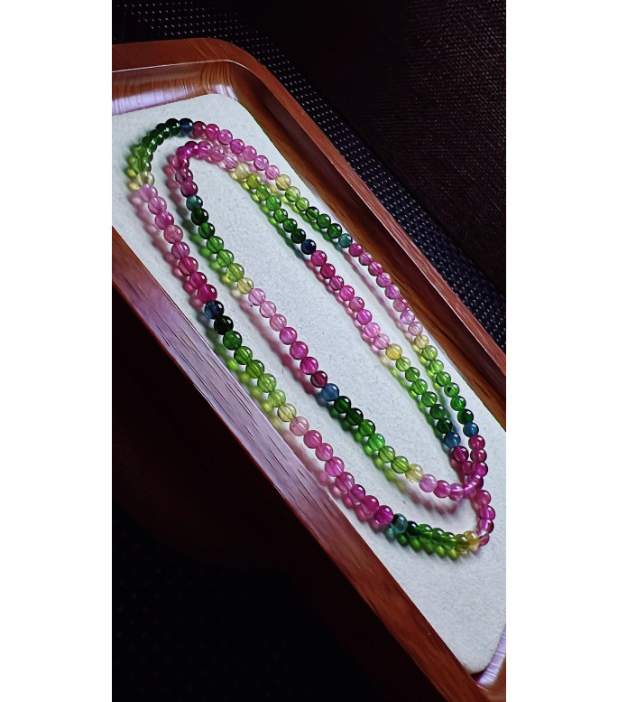 Exquisite rainbow tourmaline three circle bracelet, size about 4mm, weight 15.3g, crystal Exquisite rainbow tourmaline three circle bracelet, size about 4mm, weight 15.3g, crystal