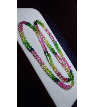 Exquisite rainbow tourmaline three circle bracelet, size about 4.5mm, weight 19.4g