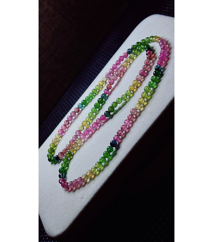 Exquisite rainbow tourmaline three circle bracelet, size about 4.5mm, weight 19.4g