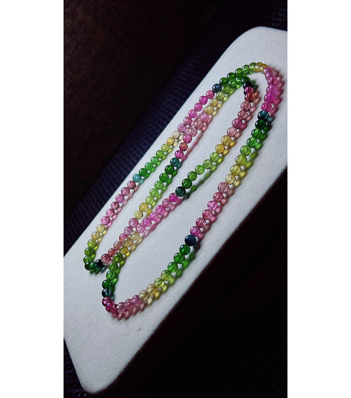 Exquisite rainbow tourmaline three circle bracelet, size about 4.5mm, weight 19.4g