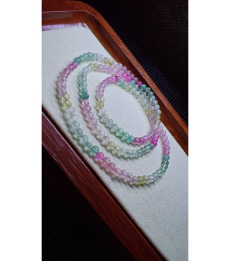 F1 exquisite Macaron tourmaline three circle bracelet, size about 4mm, weight 14.1g