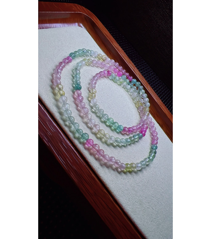 F1 exquisite Macaron tourmaline three circle bracelet, size about 4mm, weight 14.1g F1 exquisite Macaron tourmaline three circle bracelet, size about 4mm, weight 14.1g