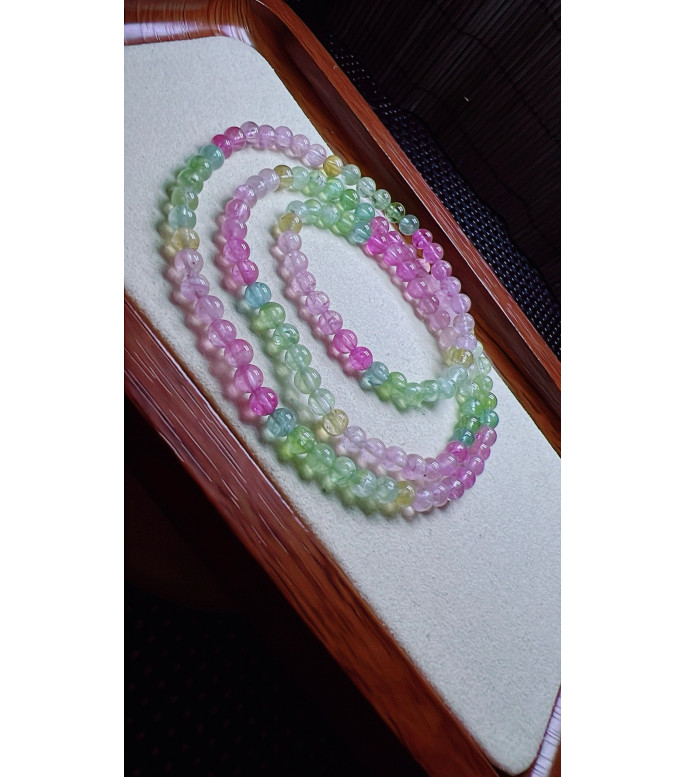 F2 exquisite Macaron tourmaline three circle bracelet, size about 4.7mm, weight 19.4g