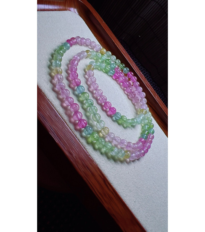 F2 exquisite Macaron tourmaline three circle bracelet, size about 4.7mm, weight 19.4g