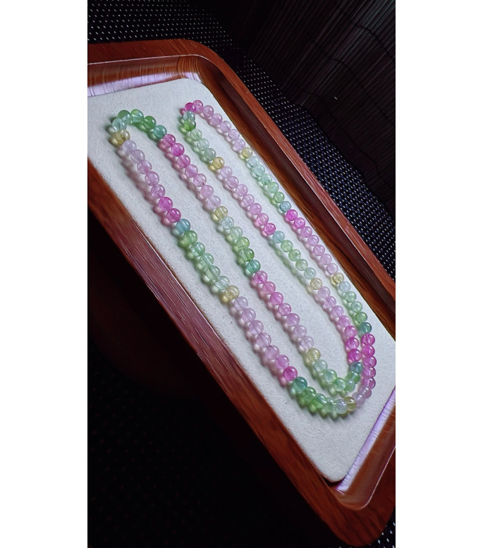 F2 exquisite Macaron tourmaline three circle bracelet, size about 4.7mm, weight 19.4g