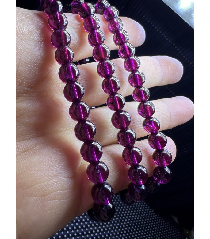 Exquisite Purple Toothed Black Garnet Three Loop Bracelet, with a specification of about
