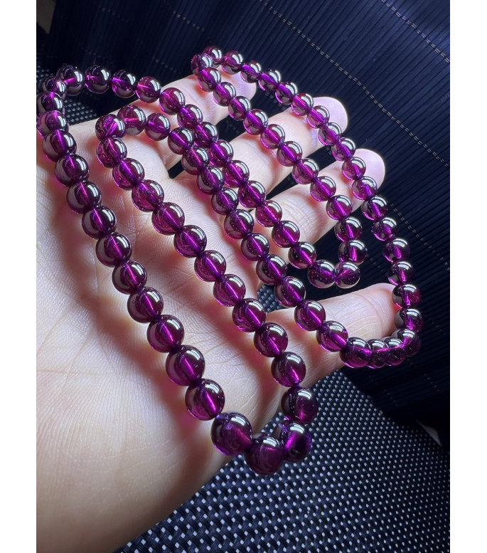 Exquisite Purple Toothed Black Garnet Three Loop Bracelet, with a specification of about