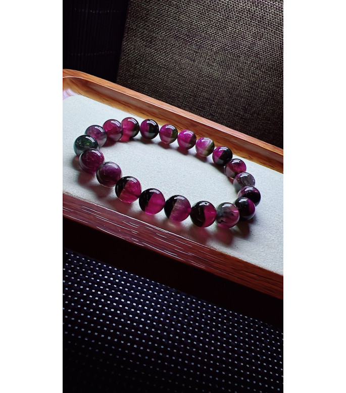 308F14 exquisite red treasure basin watermelon tourmaline bracelet, size about 9.5mm