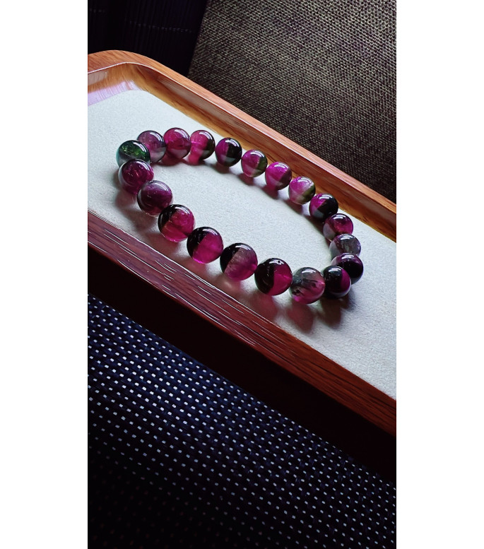 308F14 exquisite red treasure basin watermelon tourmaline bracelet, size about 9.5mm