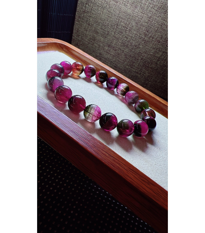 308F13 exquisite red treasure basin watermelon tourmaline bracelet, size about 10.5mm