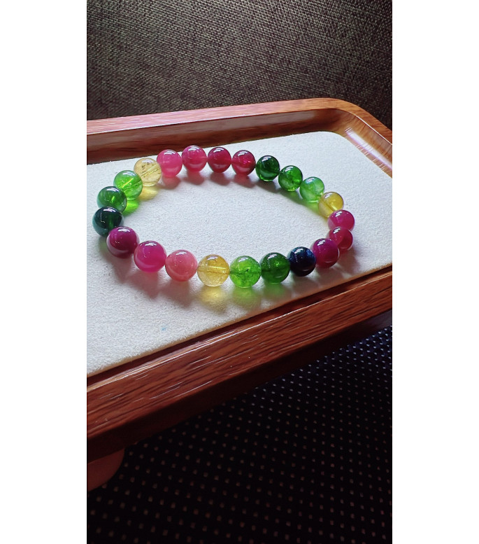 308F12 exquisite rich color rainbow tourmaline bracelet, specification about 8.5mm 308F12 exquisite rich color rainbow tourmaline bracelet, specification about 8.5mm