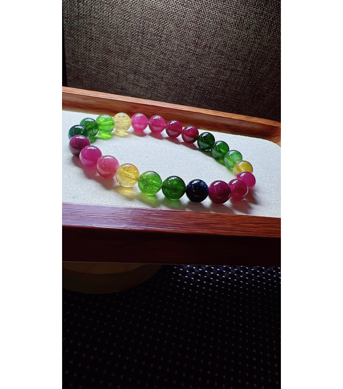 308F12 exquisite rich color rainbow tourmaline bracelet, specification about 8.5mm 308F12 exquisite rich color rainbow tourmaline bracelet, specification about 8.5mm
