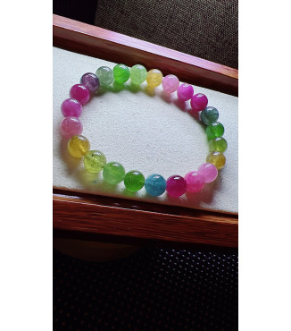 308F10 exquisite multi-color rainbow tourmaline bracelet, specification about 8.5mm