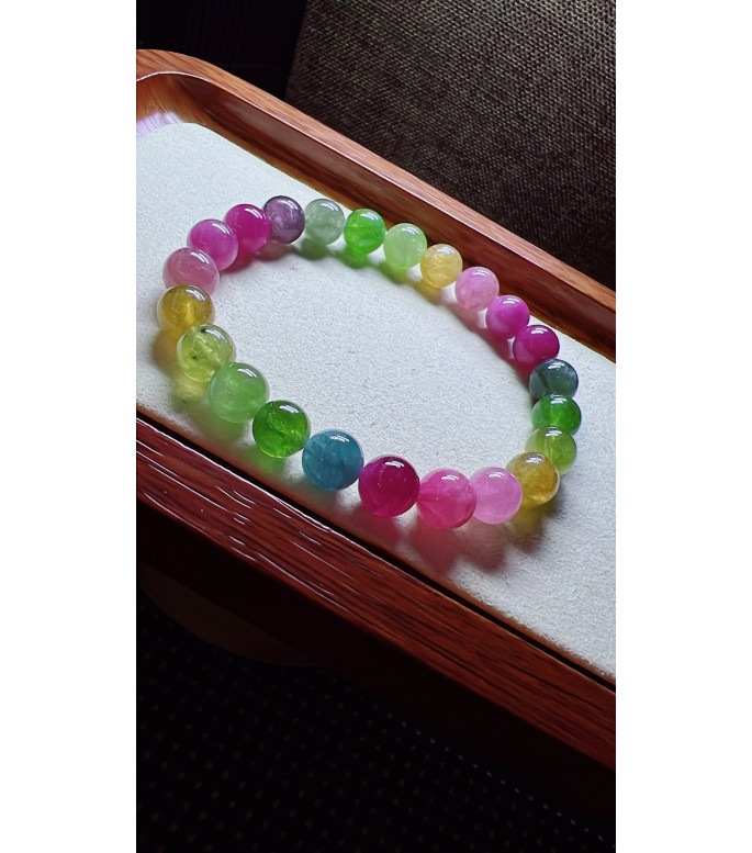308F10 exquisite multi-color rainbow tourmaline bracelet, specification about 8.5mm 308F10 exquisite multi-color rainbow tourmaline bracelet, specification about 8.5mm