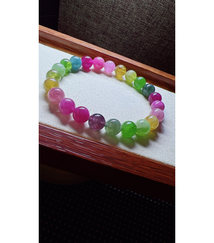 308F10 exquisite multi-color rainbow tourmaline bracelet, specification about 8.5mm 308F10 exquisite multi-color rainbow tourmaline bracelet, specification about 8.5mm