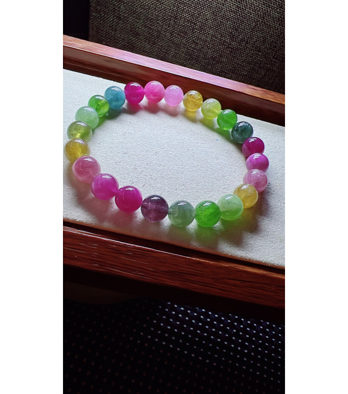 308F10 exquisite multi-color rainbow tourmaline bracelet, specification about 8.5mm 308F10 exquisite multi-color rainbow tourmaline bracelet, specification about 8.5mm
