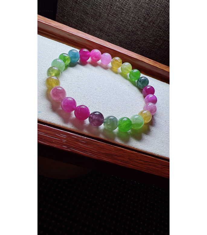 308F10 exquisite multi-color rainbow tourmaline bracelet, specification about 8.5mm 308F10 exquisite multi-color rainbow tourmaline bracelet, specification about 8.5mm
