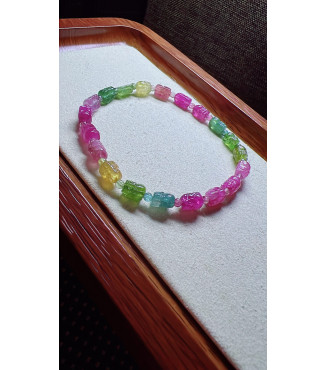 308F6 exquisite Pixiu tourmaline bracelet, specifications about 4.7X6.5mm, weight 6.9