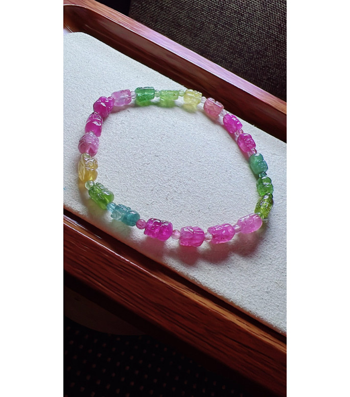 308F6 exquisite Pixiu tourmaline bracelet, specifications about 4.7X6.5mm, weight 6.9