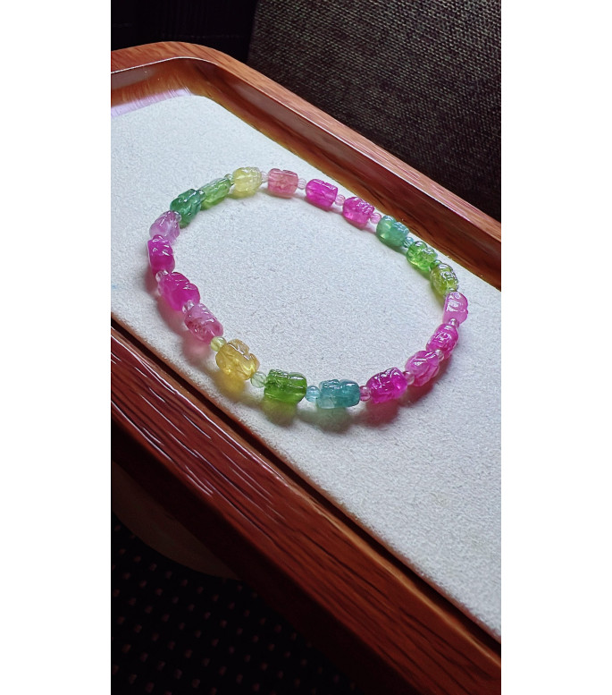 308F6 exquisite Pixiu tourmaline bracelet, specifications about 4.7X6.5mm, weight 6.9