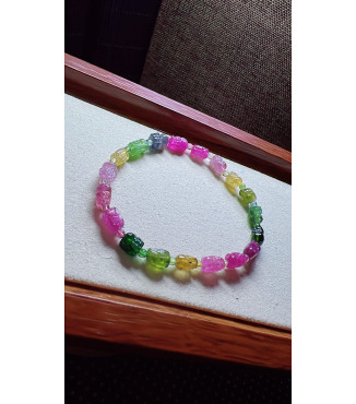 308F5 exquisite Pixiu tourmaline bracelet, size about 5 X7mm, weight 7.1 grams, crystal