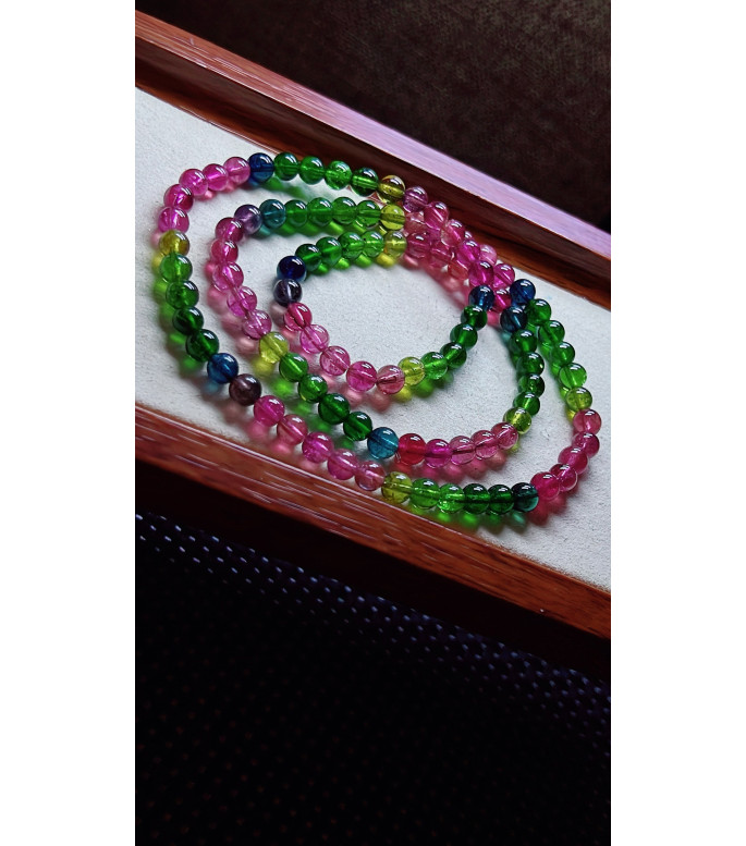306F10 exquisite and beautiful colored tourmaline three circle bracelet, with a
