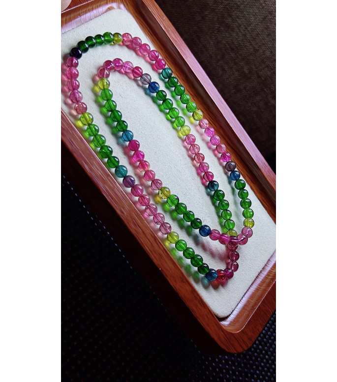 306F10 exquisite and beautiful colored tourmaline three circle bracelet, with a