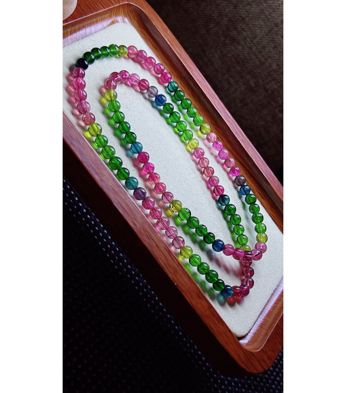 306F10 exquisite and beautiful colored tourmaline three circle bracelet, with a