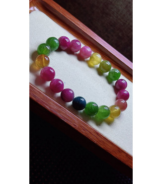 306F4 exquisite rainbow tourmaline bracelet, size about 11mm, weight 41.5g, crystal
