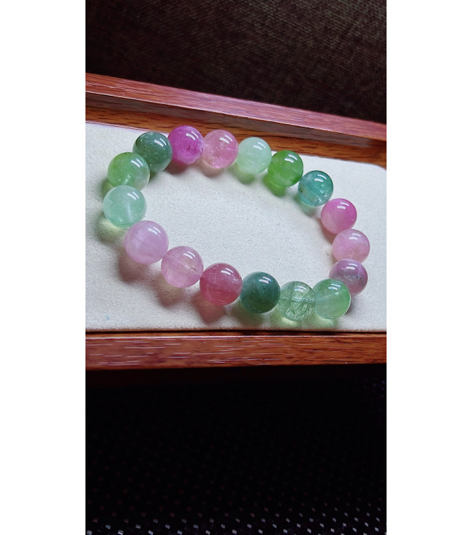 306F3 exquisite macaron tourmaline bracelet, size about 12.5mm, weight 54.9g, crystal