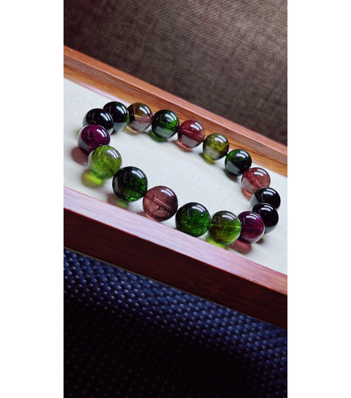 306F2 exquisite old mineral black sugar tourmaline bracelet, specification about 11.5mm