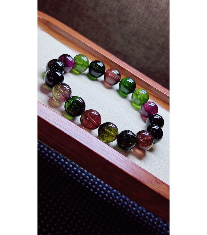 306F2 exquisite old mineral black sugar tourmaline bracelet, specification about 11.5mm
