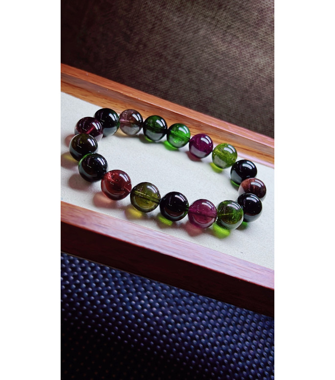 306F2 exquisite old mineral black sugar tourmaline bracelet, specification about 11.5mm