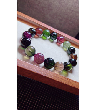 306F1 exquisite old mineral black sugar tourmaline bracelet, specification about 13mm