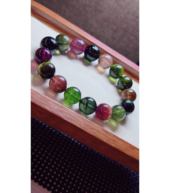 306F1 exquisite old mineral black sugar tourmaline bracelet, specification about 13mm