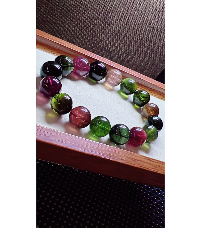 306F1 exquisite old mineral black sugar tourmaline bracelet, specification about 13mm