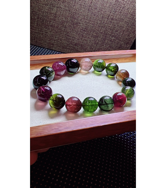 306F1 exquisite old mineral black sugar tourmaline bracelet, specification about 13mm