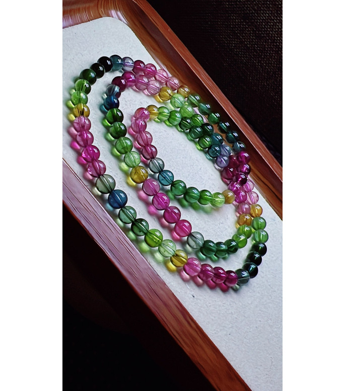 224F12 exquisite rainbow tourmaline three circle bracelet, size about 5.7mm, weight