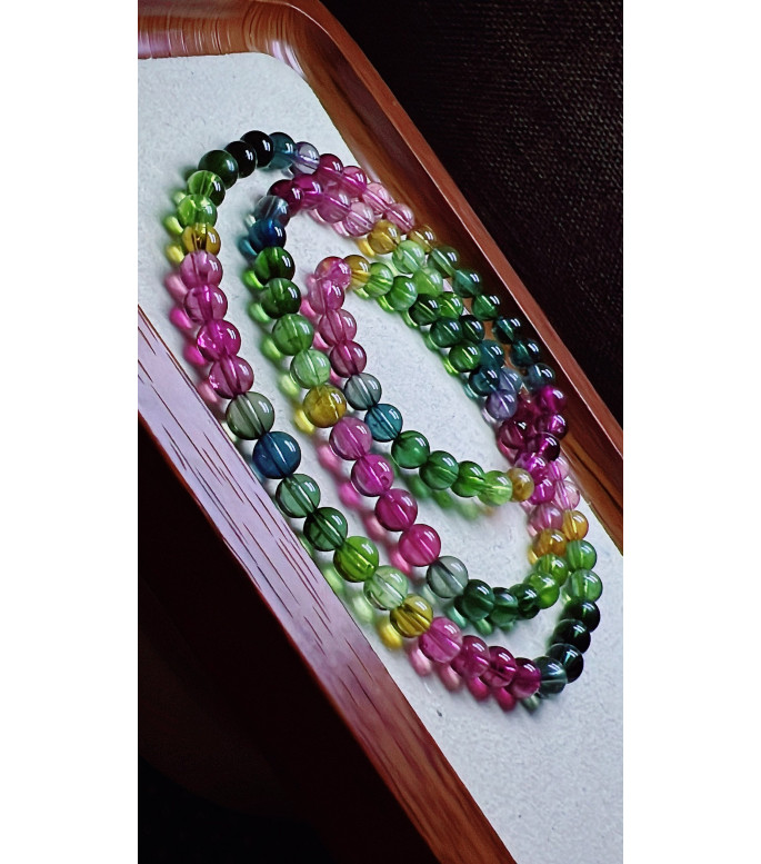 224F12 exquisite rainbow tourmaline three circle bracelet, size about 5.7mm, weight