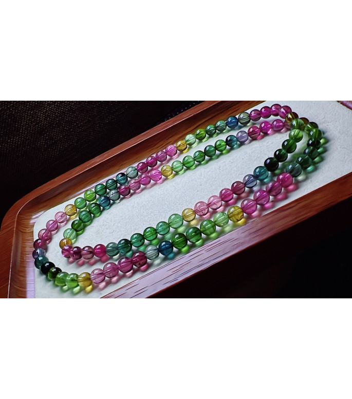 224F12 exquisite rainbow tourmaline three circle bracelet, size about 5.7mm, weight