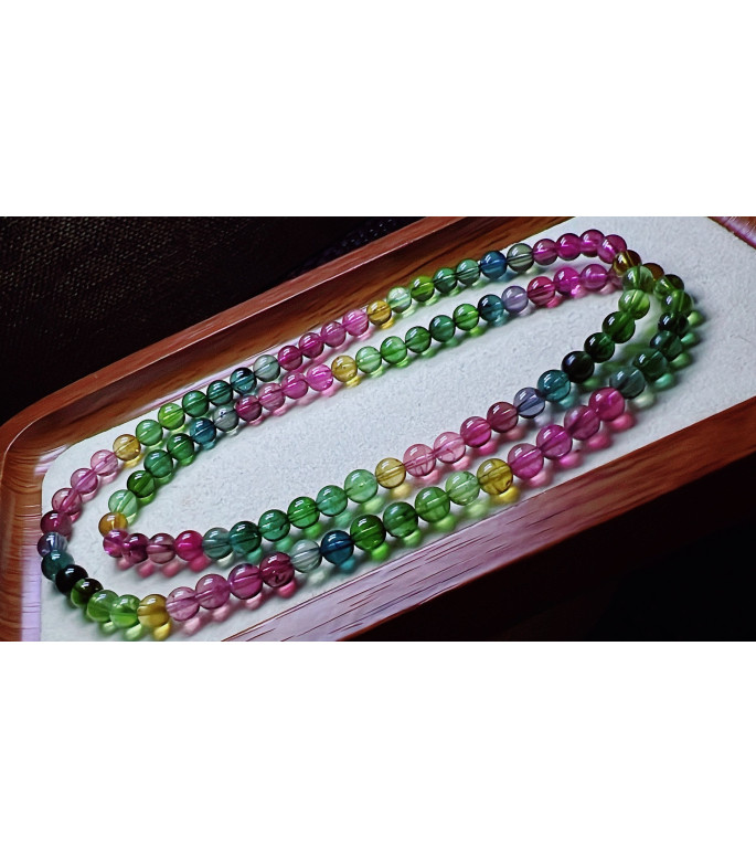 224F12 exquisite rainbow tourmaline three circle bracelet, size about 5.7mm, weight