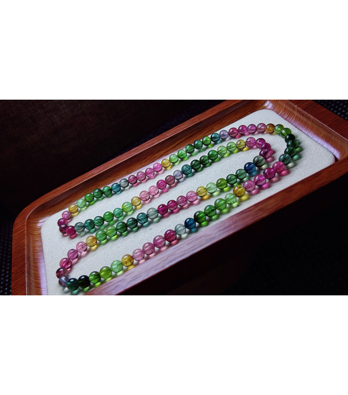 224F12 exquisite rainbow tourmaline three circle bracelet, size about 5.7mm, weight