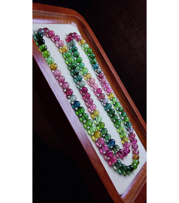 224F12 exquisite rainbow tourmaline three circle bracelet, size about 5.7mm, weight