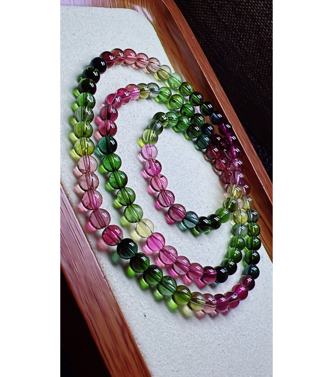 224F11 exquisite rainbow tourmaline three circle bracelet, size about 5.5mm, weight