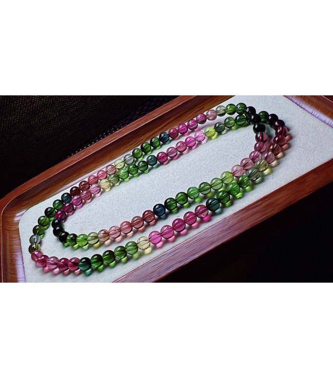 224F11 exquisite rainbow tourmaline three circle bracelet, size about 5.5mm, weight
