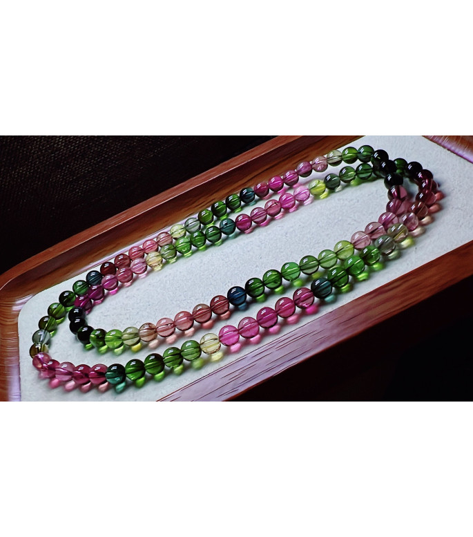 224F11 exquisite rainbow tourmaline three circle bracelet, size about 5.5mm, weight
