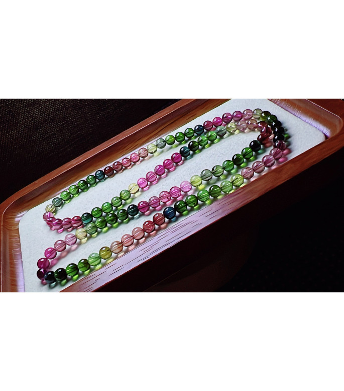 224F11 exquisite rainbow tourmaline three circle bracelet, size about 5.5mm, weight