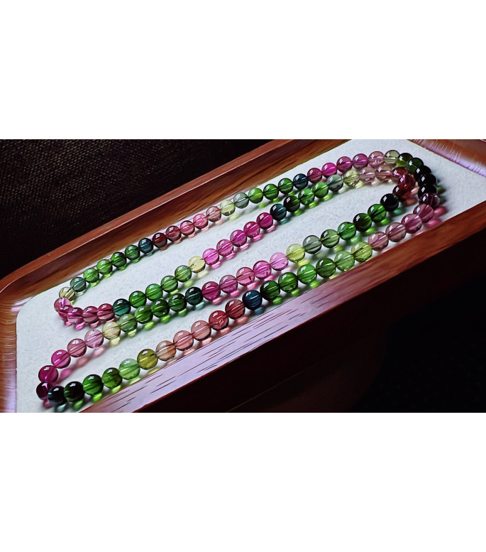 224F11 exquisite rainbow tourmaline three circle bracelet, size about 5.5mm, weight